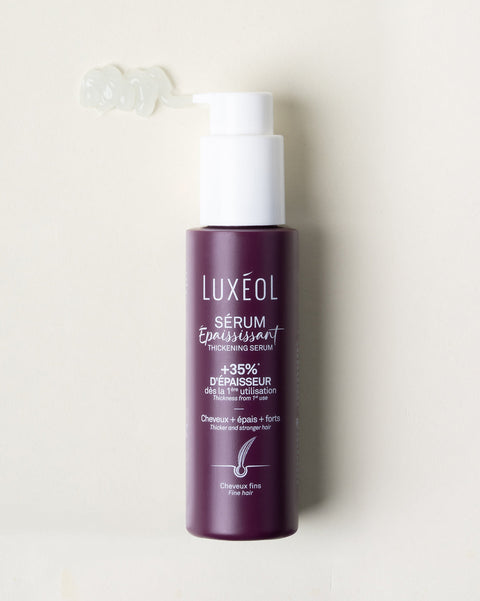 Luxéol hair serum bottle on a white background